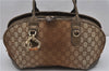 Authentic GUCCI Heart Bit 2Way Shoulder Hand Bag GG Canvas Leather Gold 0158G