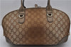 Authentic GUCCI Heart Bit 2Way Shoulder Hand Bag GG Canvas Leather Gold 0158G