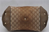 Authentic GUCCI Heart Bit 2Way Shoulder Hand Bag GG Canvas Leather Gold 0158G