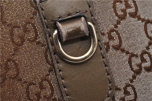 Authentic GUCCI Heart Bit 2Way Shoulder Hand Bag GG Canvas Leather Gold 0158G