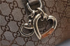 Authentic GUCCI Heart Bit 2Way Shoulder Hand Bag GG Canvas Leather Gold 0158G
