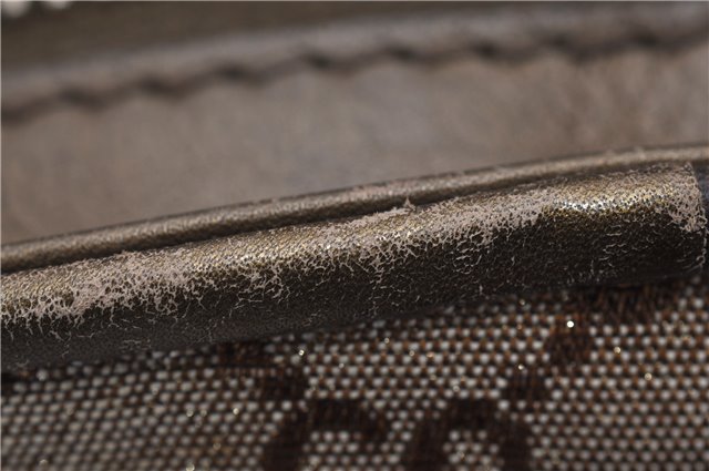 Authentic GUCCI Heart Bit 2Way Shoulder Hand Bag GG Canvas Leather Gold 0158G