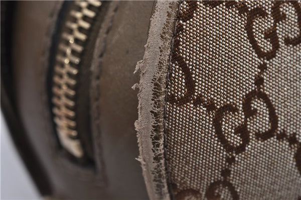 Authentic GUCCI Heart Bit 2Way Shoulder Hand Bag GG Canvas Leather Gold 0158G