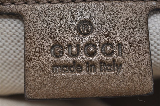 Authentic GUCCI Heart Bit 2Way Shoulder Hand Bag GG Canvas Leather Gold 0158G
