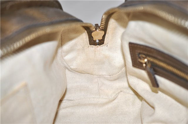 Authentic GUCCI Heart Bit 2Way Shoulder Hand Bag GG Canvas Leather Gold 0158G