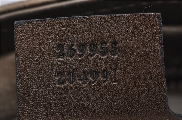 Authentic GUCCI Heart Bit 2Way Shoulder Hand Bag GG Canvas Leather Gold 0158G