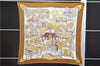 Authentic HERMES Pleats Scarf "AUTOMOBILE" Silk Brown Box 0160E