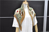 Authentic HERMES Pleats Scarf "AU COEUR DES BOIS" Silk Beige Box 0163E