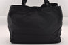 Authentic Salvatore Ferragamo Vara Ribbon Nylon Leather Hand Bag Black SF 0166I