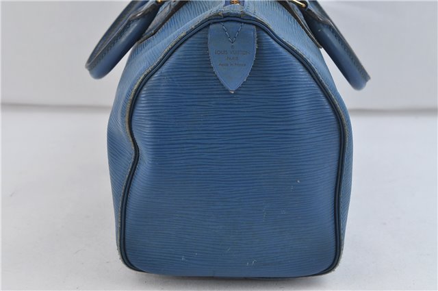 Authentic Louis Vuitton Epi Speedy 25 Hand Bag Blue M43015 LV 0167D