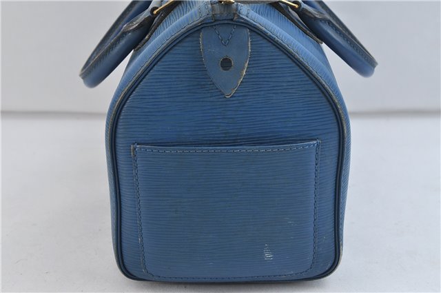 Authentic Louis Vuitton Epi Speedy 25 Hand Bag Blue M43015 LV 0167D