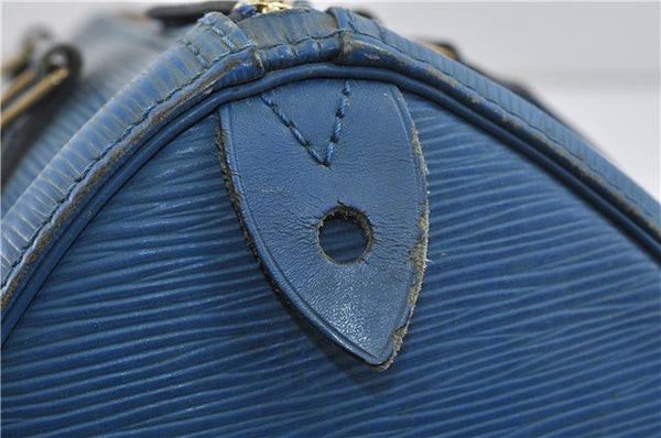Authentic Louis Vuitton Epi Speedy 25 Hand Bag Blue M43015 LV 0167D