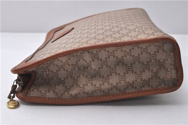 Authentic CELINE Macadam Blason Pattern Clutch Bag Purse PVC Leather Beige 0169D