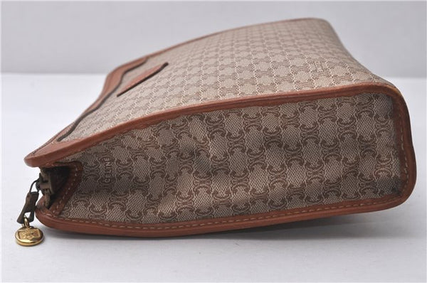 Authentic CELINE Macadam Blason Pattern Clutch Bag Purse PVC Leather Beige 0169D
