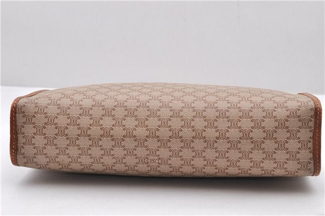 Authentic CELINE Macadam Blason Pattern Clutch Bag Purse PVC Leather Beige 0169D