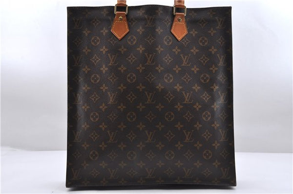 Authentic Louis Vuitton Monogram Sac Plat Hand Bag M51140 LV 0176D