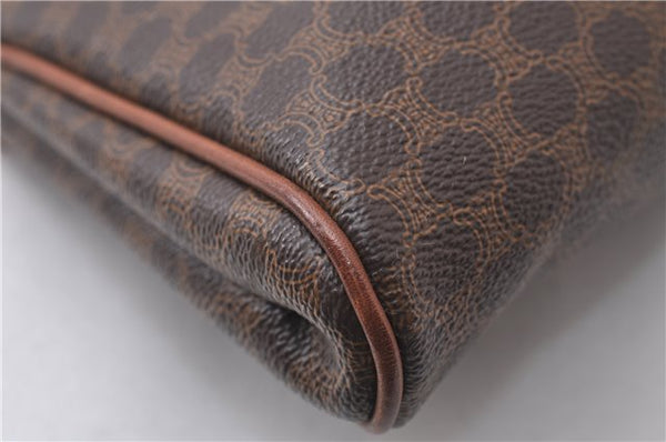 Authentic CELINE Macadam Blason Shoulder Cross Body Bag PVC Leather Brown 0181D