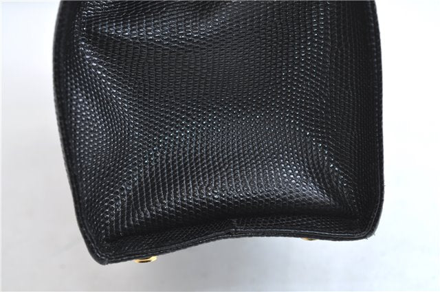 Authentic Salvatore Ferragamo Vara Ribbon Leather 2Way Hand Bag Black SF 0186F