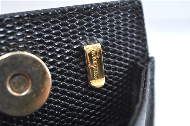 Authentic Salvatore Ferragamo Vara Ribbon Leather 2Way Hand Bag Black SF 0186F