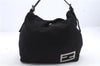 Authentic FENDI Jersey Leather Shoulder Hand Bag Purse Black 0189D