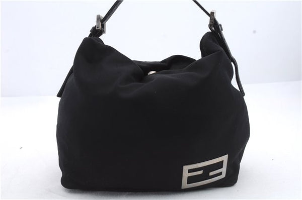 Authentic FENDI Jersey Leather Shoulder Hand Bag Purse Black 0189D