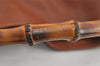 Authentic GUCCI Vintage Bamboo 2Way Shoulder Hand Bag Leather Brown Junk 0194I