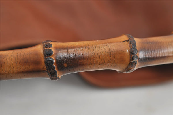 Authentic GUCCI Vintage Bamboo 2Way Shoulder Hand Bag Leather Brown Junk 0194I