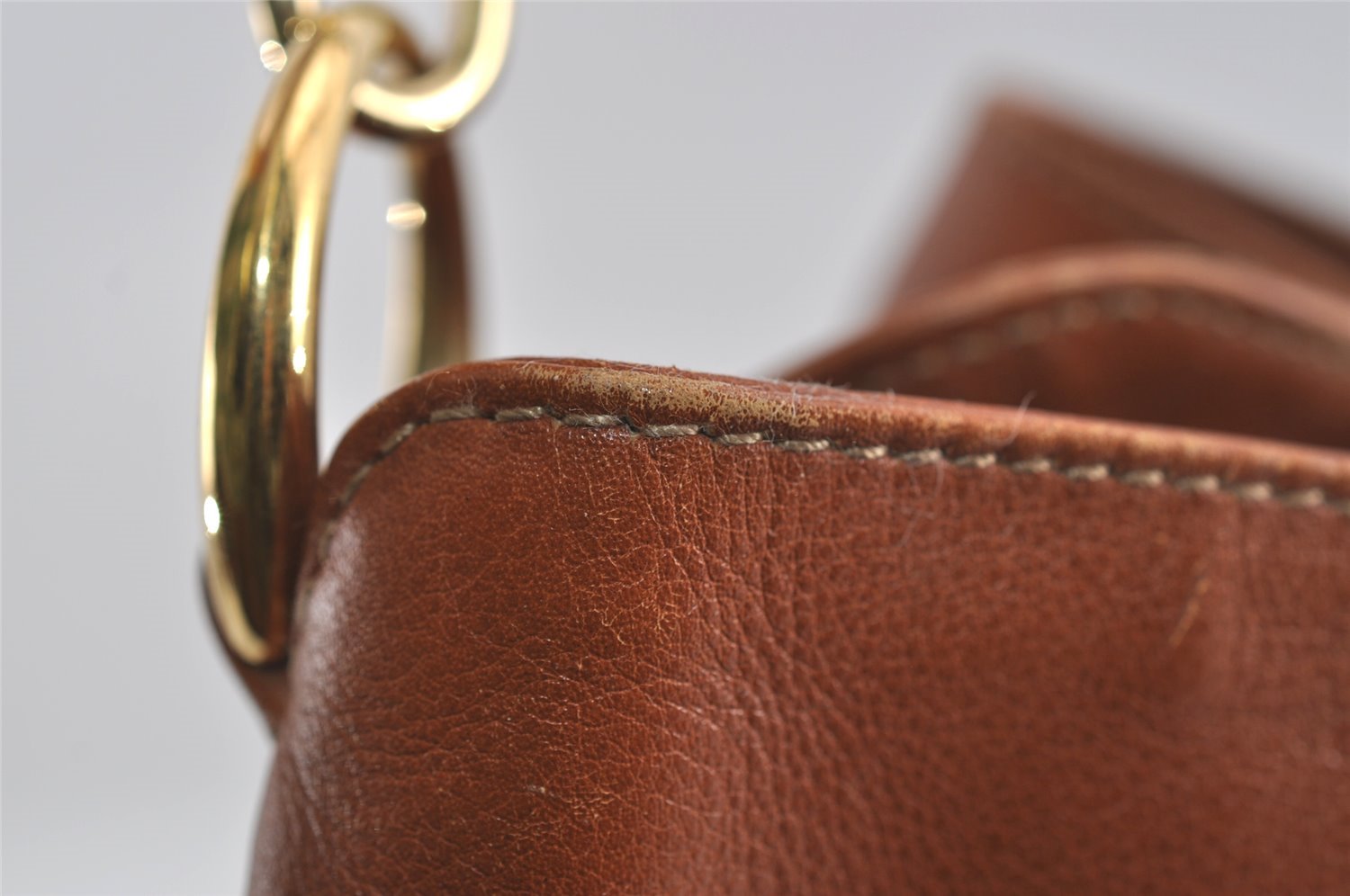 Authentic GUCCI Vintage Bamboo 2Way Shoulder Hand Bag Leather Brown Junk 0194I