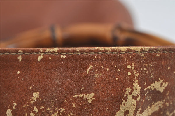 Authentic GUCCI Vintage Bamboo 2Way Shoulder Hand Bag Leather Brown Junk 0194I