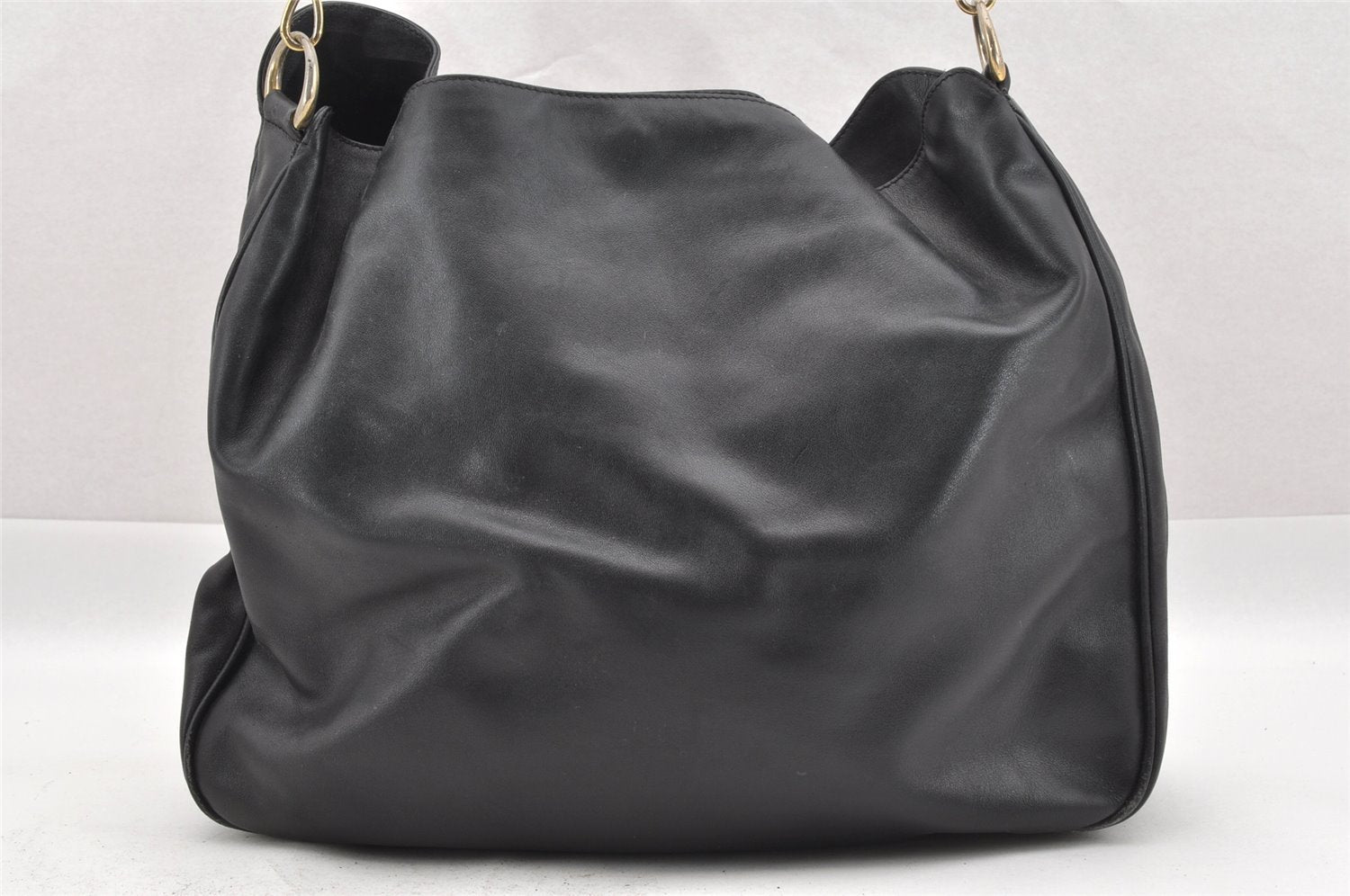 Authentic GUCCI Vintage Bamboo 2Way Shoulder Tote Bag Leather Black Junk 0198I