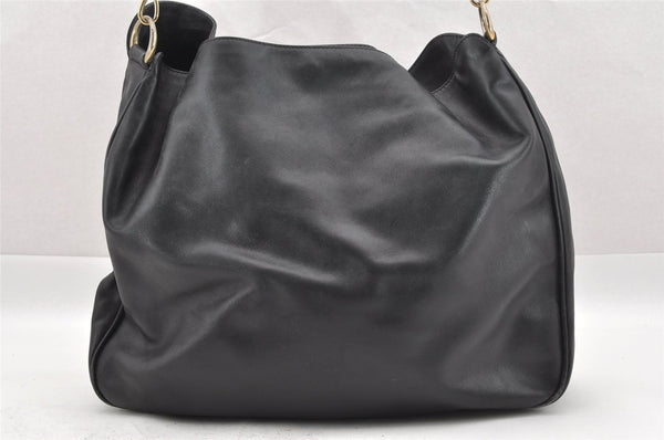 Authentic GUCCI Vintage Bamboo 2Way Shoulder Tote Bag Leather Black Junk 0198I