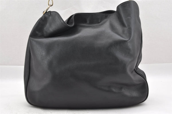 Authentic GUCCI Vintage Bamboo 2Way Shoulder Tote Bag Leather Black Junk 0198I