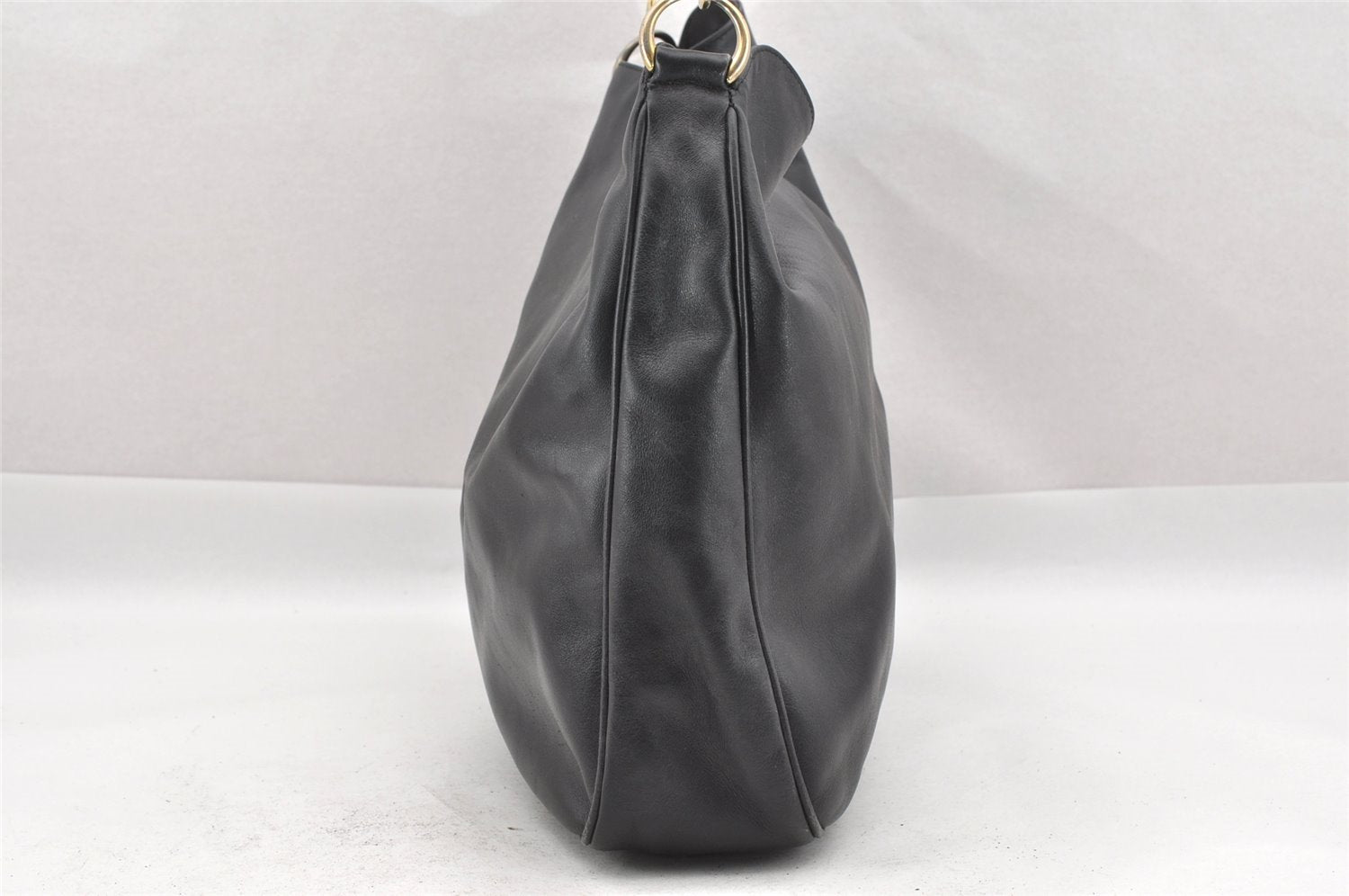 Authentic GUCCI Vintage Bamboo 2Way Shoulder Tote Bag Leather Black Junk 0198I