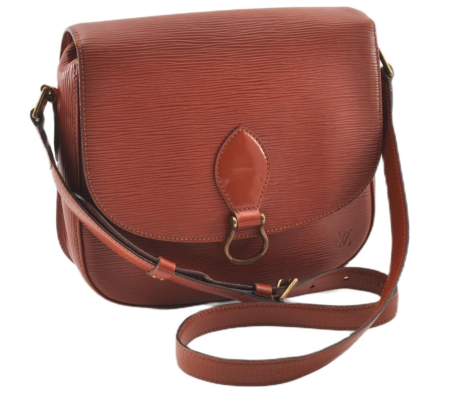 Authentic Louis Vuitton Epi Saint Cloud GM Shoulder Bag Brown LV 0200G