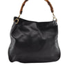 Authentic GUCCI Bamboo Shoulder Tote Bag Leather 0011577 Black Junk 0200I