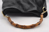 Authentic GUCCI Bamboo Shoulder Tote Bag Leather 0011577 Black Junk 0200I