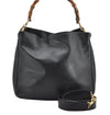 Authentic GUCCI Vintage Bamboo 2way Shoulder Hand Bag Leather Black Junk 0201I