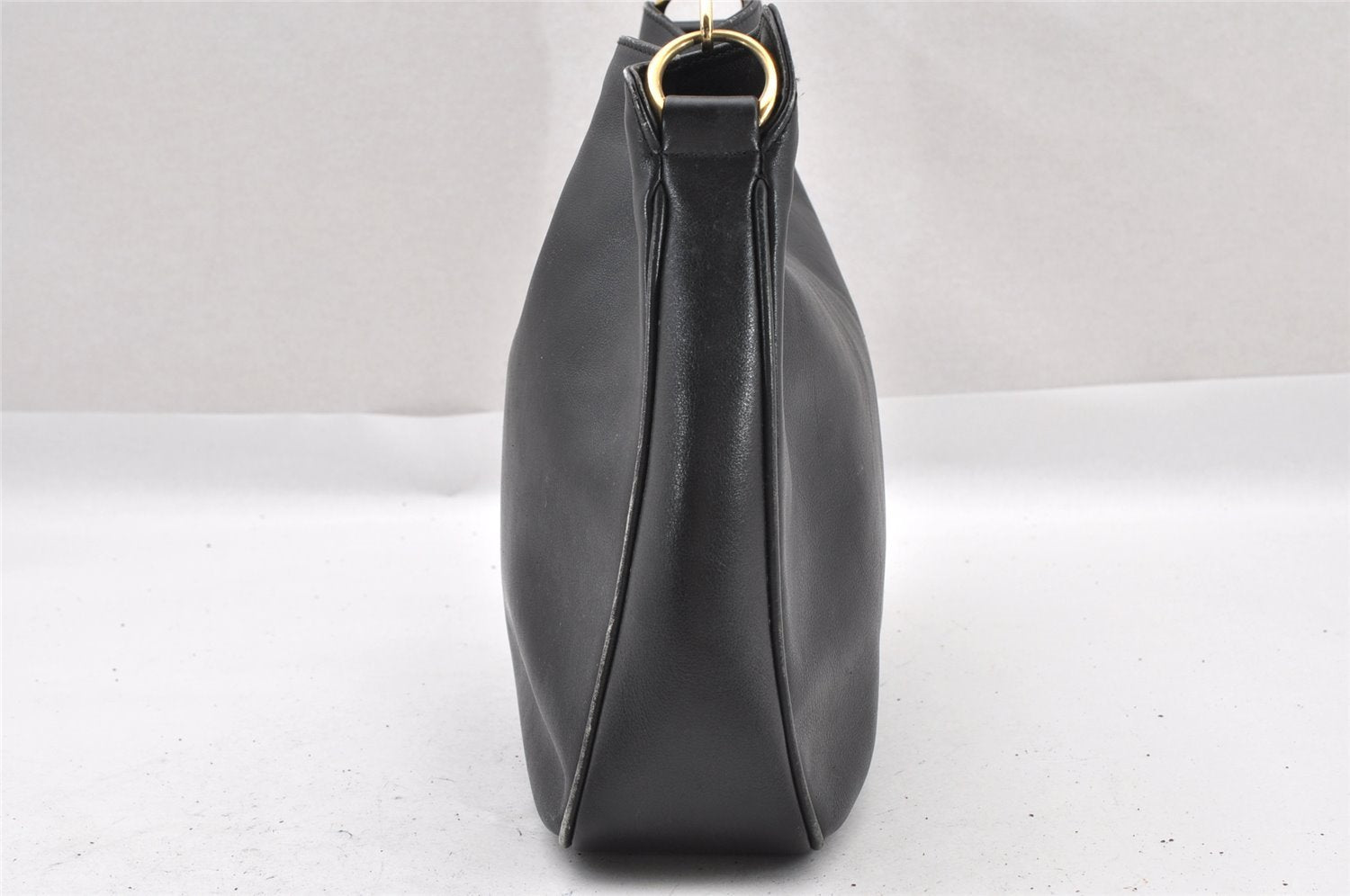 Authentic GUCCI Vintage Bamboo 2way Shoulder Hand Bag Leather Black Junk 0201I