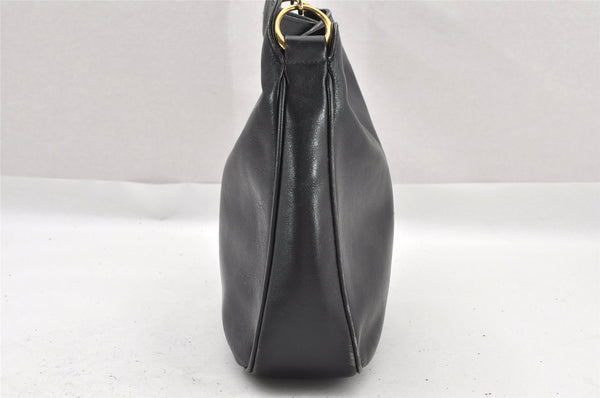 Authentic GUCCI Vintage Bamboo 2way Shoulder Hand Bag Leather Black Junk 0201I