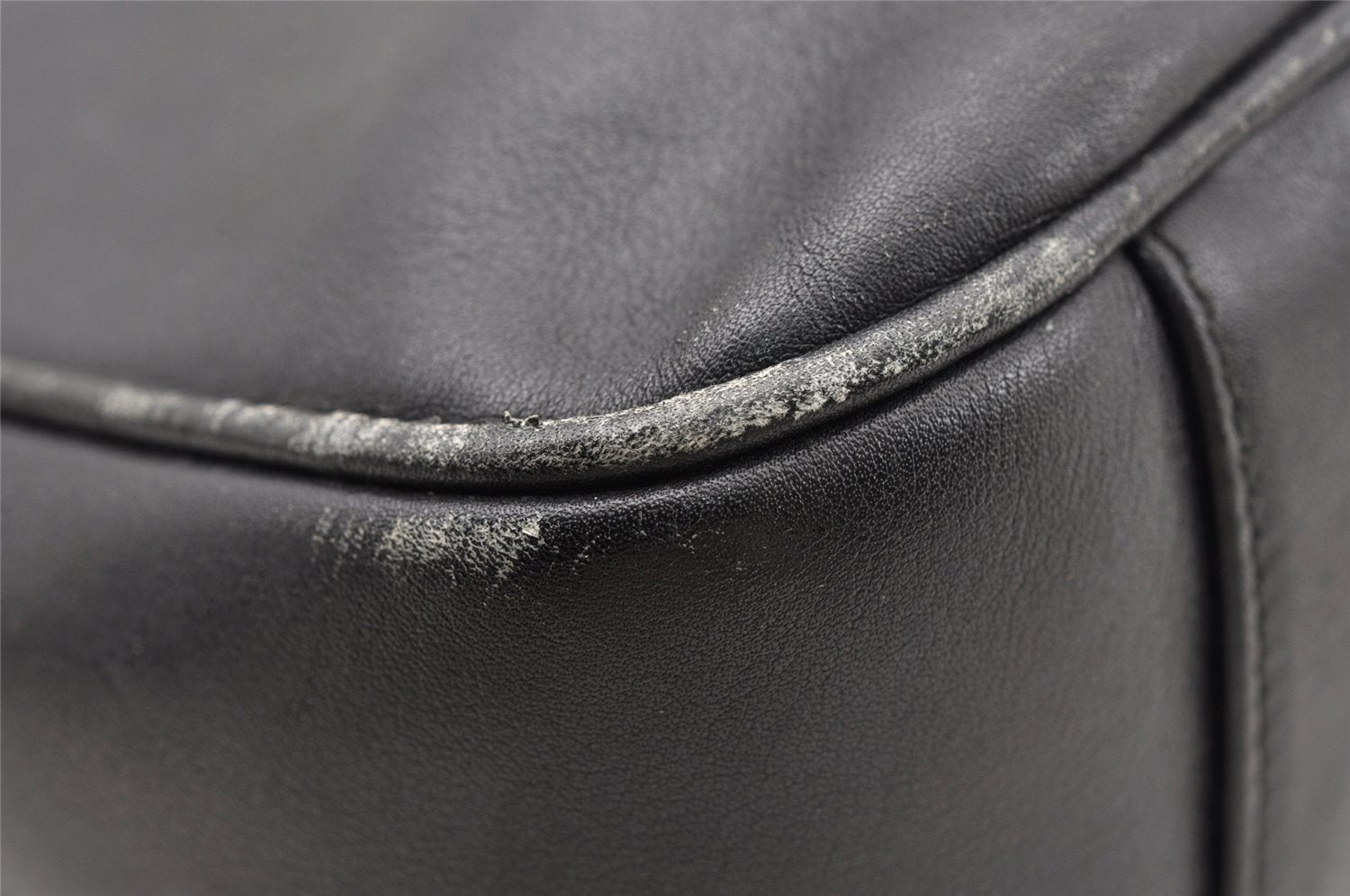 Authentic GUCCI Vintage Bamboo 2way Shoulder Hand Bag Leather Black Junk 0201I