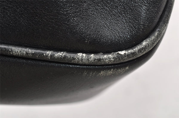 Authentic GUCCI Vintage Bamboo 2way Shoulder Hand Bag Leather Black Junk 0201I