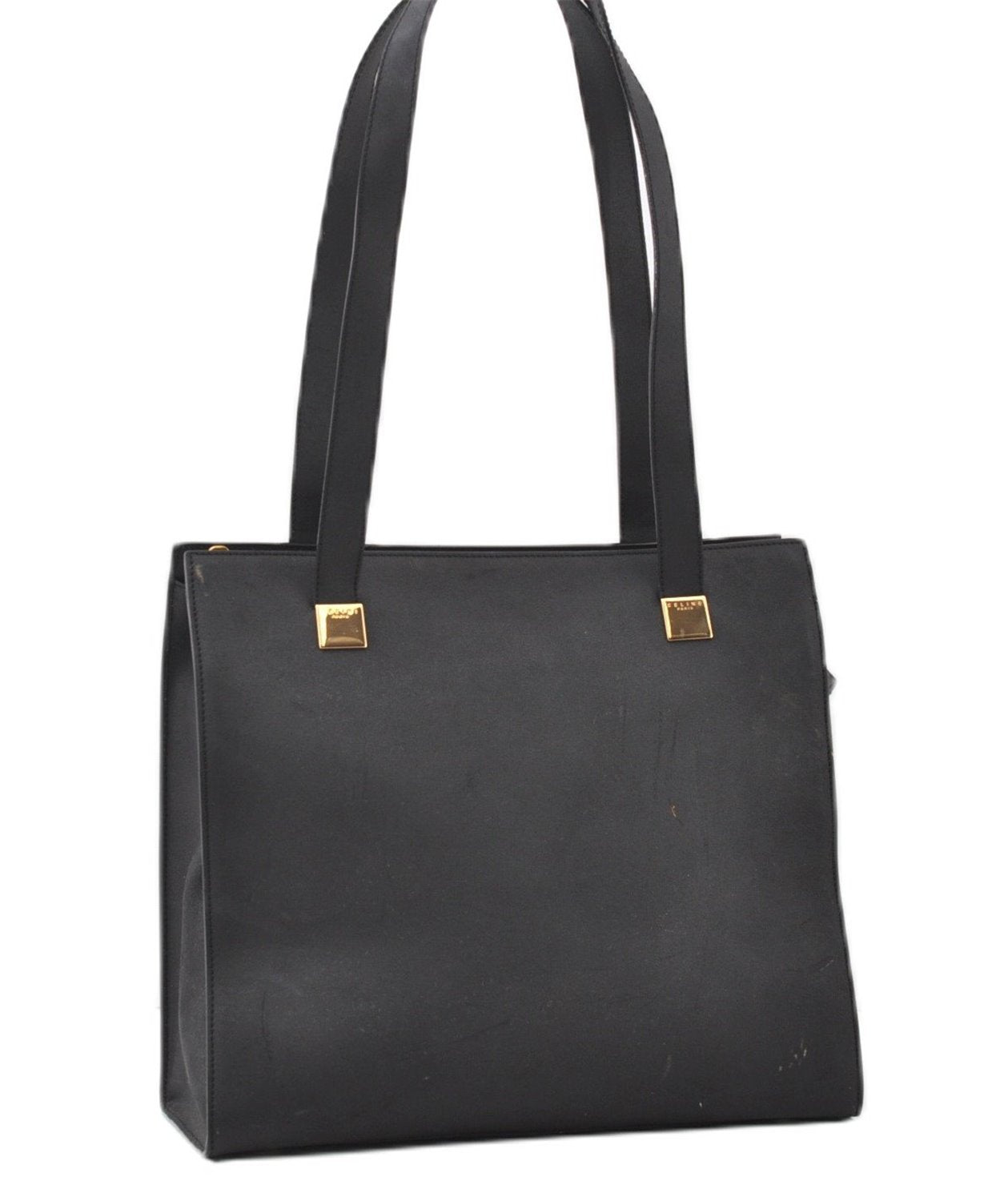 Authentic CELINE Vintage Shoulder Tote Bag Leather Black 0202G
