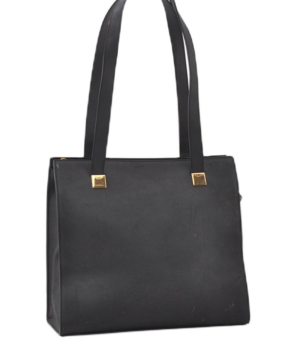 Authentic CELINE Vintage Shoulder Tote Bag Leather Black 0202G