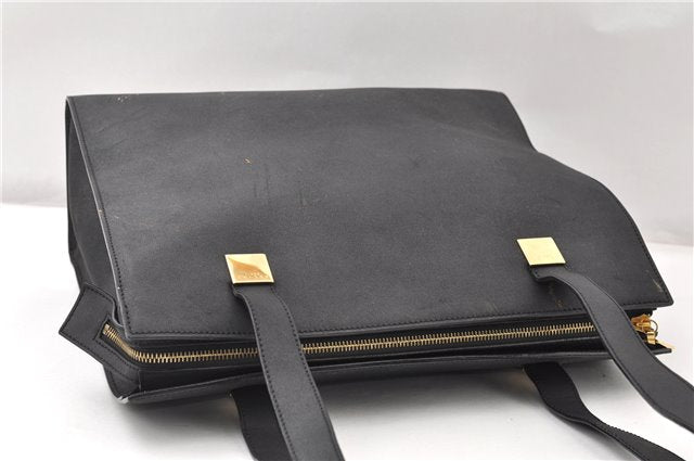 Authentic CELINE Vintage Shoulder Tote Bag Leather Black 0202G