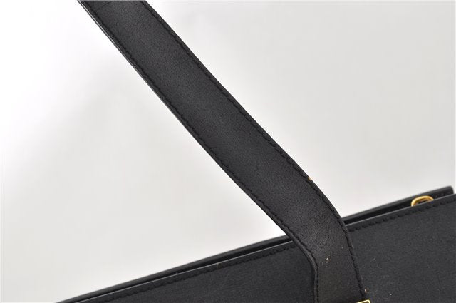 Authentic CELINE Vintage Shoulder Tote Bag Leather Black 0202G