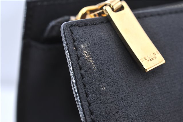 Authentic CELINE Vintage Shoulder Tote Bag Leather Black 0202G