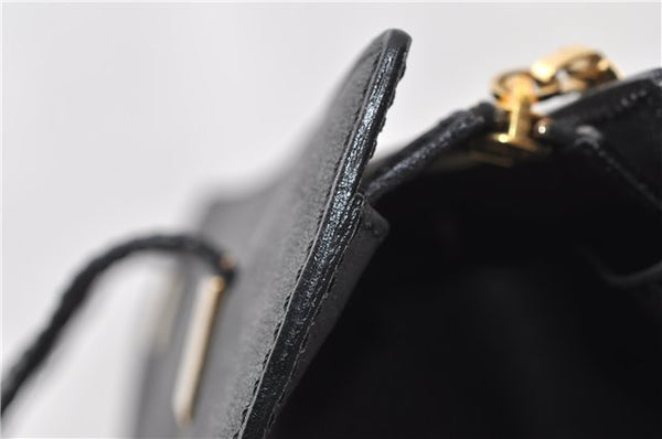 Authentic CELINE Vintage Shoulder Tote Bag Leather Black 0202G
