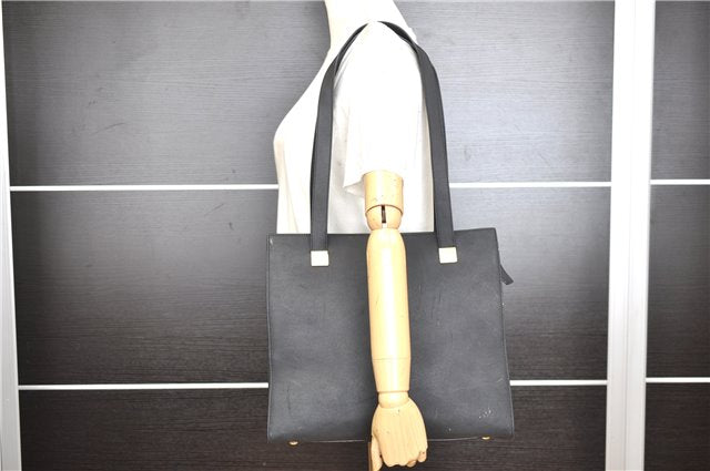 Authentic CELINE Vintage Shoulder Tote Bag Leather Black 0202G