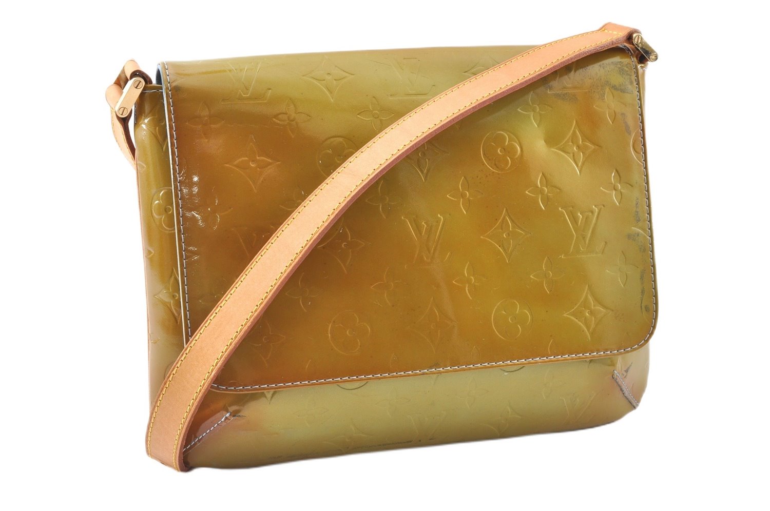 Auth Louis Vuitton Vernis Thompson Street Shoulder Bag Green M91009 LV 0203G