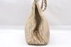 Authentic Christian Dior Trotter Romantic Tote Bag PVC Leather Beige 0206I